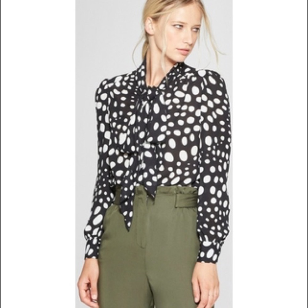 Black and white polka dot blouse